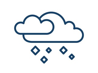 Wall Mural - simple icon with hailstones falling from clouds. weather logo of hail or icy rain in line art style.