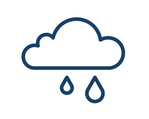 Wall Mural - simple icon of wet and rainy weather with rain drops falling from cloud. raincloud logo with two rai