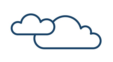 Wall Mural - cloudy and overcast weather icon with two clouds in line art style. abstract simple logo. contoured 