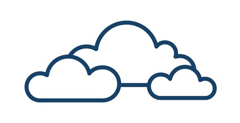 Wall Mural - cloudy and overcast weather icon with group of clouds in line art style. abstract simple linear logo
