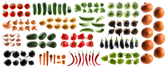 Wall Mural - Large set of isolated vegetables on a white background