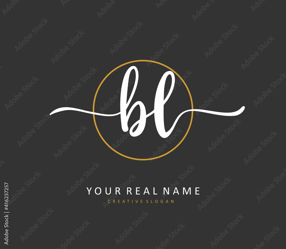 BL Initial letter handwriting and signature logo. A concept handwriting ...