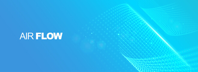 Wall Mural - flowing particles with depth of field. air flow. particle waves showing a stream of clean fresh air.