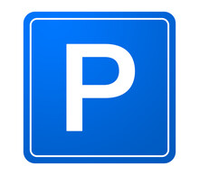 Blue Square Parking Sign Isolated On White