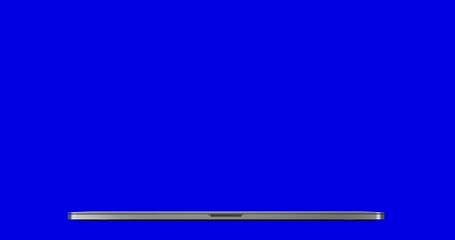 Wall Mural - laptop frame less blank green screen open with smooth animation. alpha matte included and shadow lay