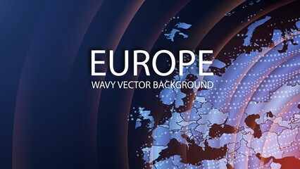 Wall Mural - abstract image of europe in perspective on a dark background. vector. the contours of european count