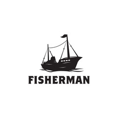 Poster - Fisherman boat icon logo design template