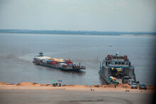 Car Ferry On The Amazon River