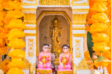 Thai old dolls that someone make a votive offering for spirit or supernatural