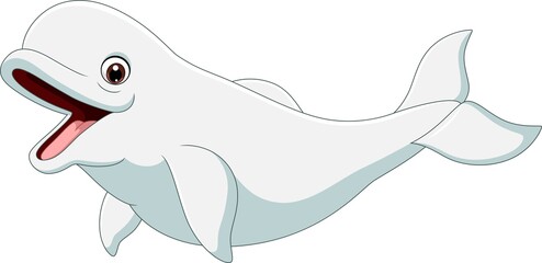 Poster - Cartoon beluga isolated on white background