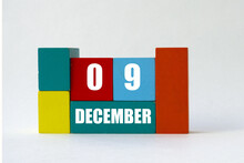 Day Of Month. Cube Calendar On Multi-colored Cubes On White Background