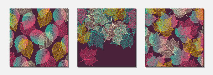 Wall Mural - floral vector templates with leaves. plant print for holiday posters, greeting cards, covers, banner