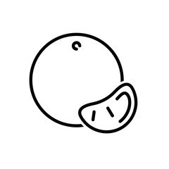 Naklejka na meble Orange mandarin flat icon. Pictogram for web. Line stroke. Isolated on white background. Vector eps10