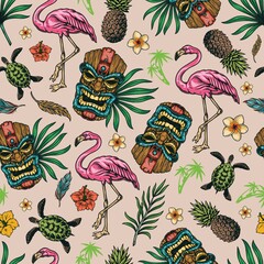 Poster - Tropical colorful seamless pattern