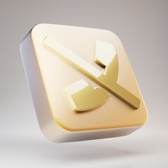 Phone Slash icon. Golden Phone Slash symbol on matte gold plate.