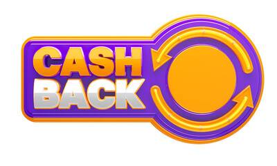 CashBack Render 3D isolated with background white