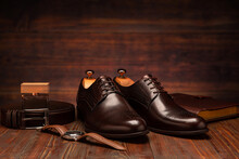 Men's leather new brown shoes