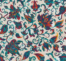 Sticker - Paisley watercolor floral pattern