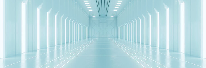 light corridor in modern cyber sci fi corridor