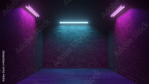Dark Cyber Sci Fi Background with Neon Lights at Night © Robert Kneschke