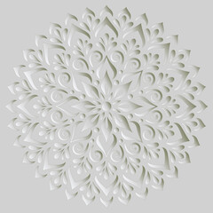 Wall Mural - Mandala pattern white 3D gradient good mood. Good for creative and greeting cards, posters, flyers, banners and covers