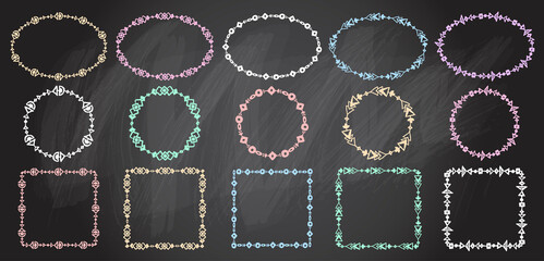 Wall Mural - boho style graphic line chalk frames set