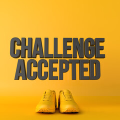 Wall Mural - Challenge accepted motivational workout fitness phrase, 3d Rendering