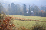 Fototapeta  - misty autumn morning in Beskid Niski