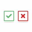 © Tsunami Designer - Check and wrong marks, Tick and cross marks, Accepted/Rejected, Approved/Disapproved, Yes/No, Right/Wrong, Green/Red, Correct/False, Ok/Not Ok - vector mark symbols in green and red. Isolated icon.
