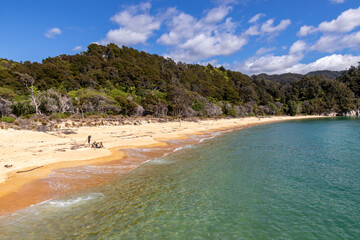 Sticker - Plage paradisiaque du parc Abel Tasman, Nouvelle Zélande 