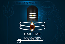 Vector Illustration Of Religious Background Of Lord Shiva For Shivratri, Traditional Festival Of India