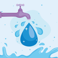 Sticker - Water day with drop and tap vector design