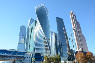 MOSCOW, RUSSIA - October 11, 2018: View to the skyscrapers in Moscow City in autumn