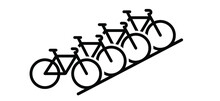 Bicycle Parking Space Zone Or Bike Rack. Sport Cyclist Banner. Cycling Icon. Flat Vector Bike To Parking Stand Area Sign.  Mountain Biker