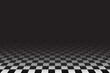 Checkered Tile Floor Perspective View Empty Room With Black Dark Background Vector IIllustration