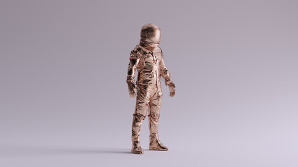Wall Mural - bronze spaceman astronaut cosmonaut retro style 3d illustration 3d render