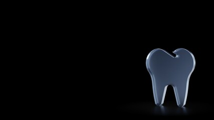 Poster - 3d rendering frosted glass symbol of tooth isolated with reflection