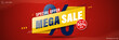 Mega sale banner template design for web or social media, Sale special up to 50% off.
