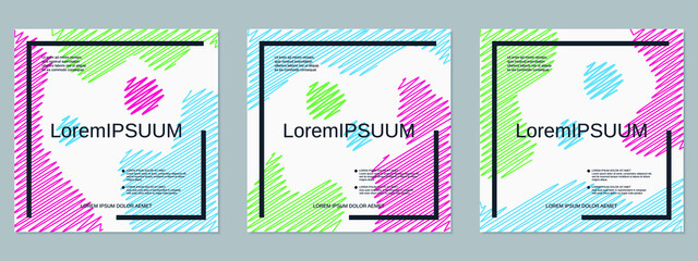 Wall Mural - square geometric style flyer, banner, booklet, brochure cover vector templates collection