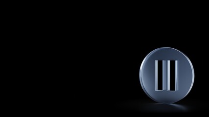 Wall Mural - 3d rendering frosted glass symbol of pause isolated with reflection