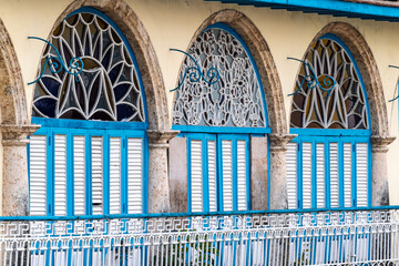 Colonial balcony with arches in Old Havana, Cuba