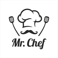 Wall Mural - Master chef food restaurant logo design template vector.