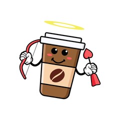 Canvas Print - cute coffe cup cartoon mascot character