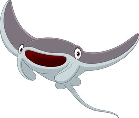 Wall Mural - Cartoon manta fish isolated on white background