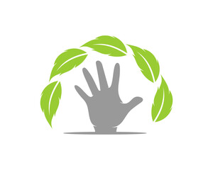 Sticker - Helping hands with circular green leaves on top