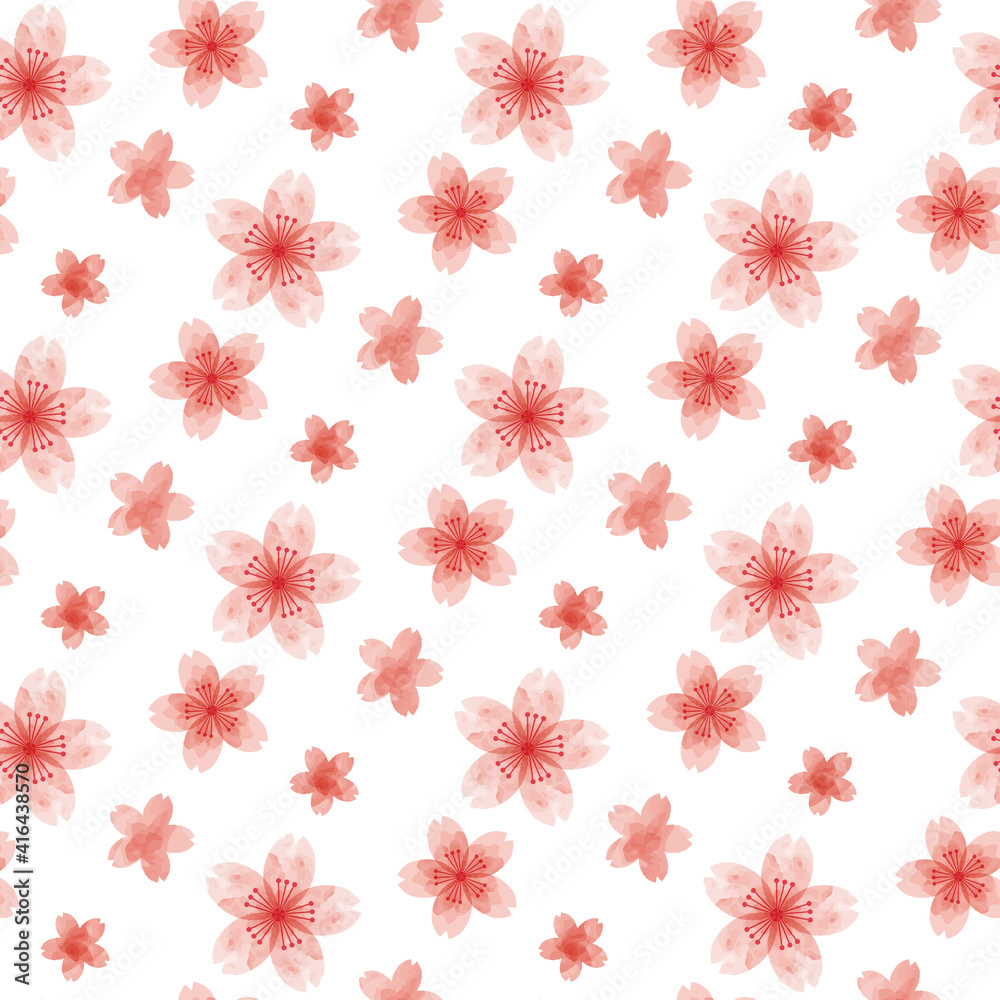 綺麗な水彩の桜のパターン 背景 Beautiful Watercolor Cherry Blossom Pattern Background Wall Mural Gohan 綺麗な水彩の桜のパターン 背景 Beautiful Watercolor Cherry Blossom Pattern Background Wall Mural Gohan