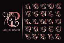 Set Full Alphabet Rose Gold Monogram Beauty Logo