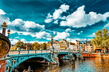 Wall Mural - Amsterdam with canal in the downtown,Holland.