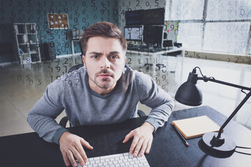 Poster - Male programmer working in office