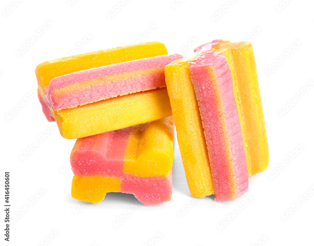 Chewing gums on white background
